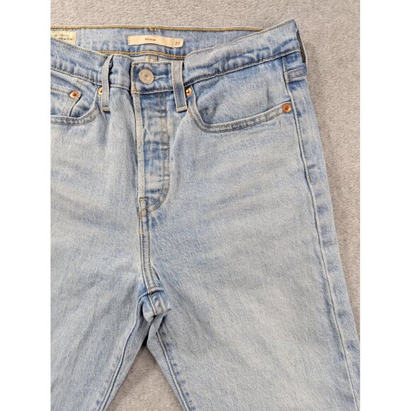 Levis Wedgie Icon Fit Jeans Womens 27 Light Wash High Rise Button Fly Raw Hem - Picture 3 of 16